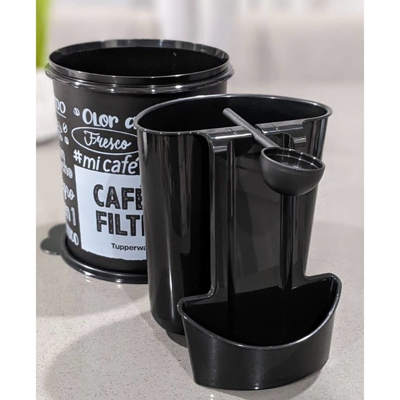 Tupperware Coffee Station Canister Set Holds Filters & Coffee Black W/LID NEW - Picture 2 of 6